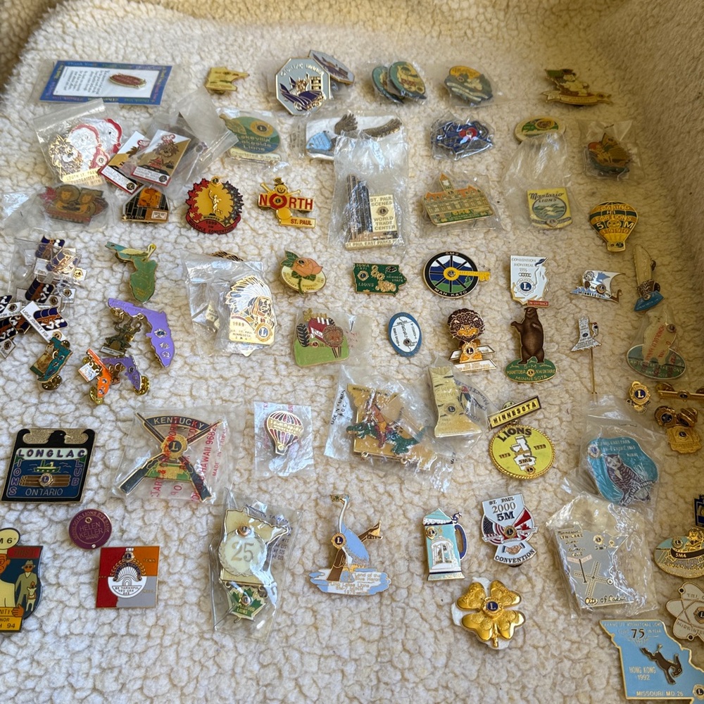 Lot of 93 Vintage Lions Club Pins